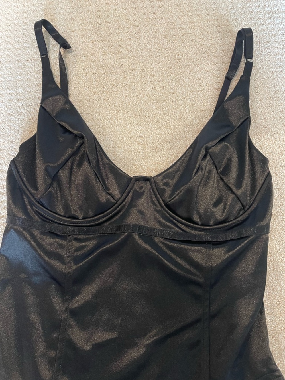 Black Satin Body Suit - Women Intimates